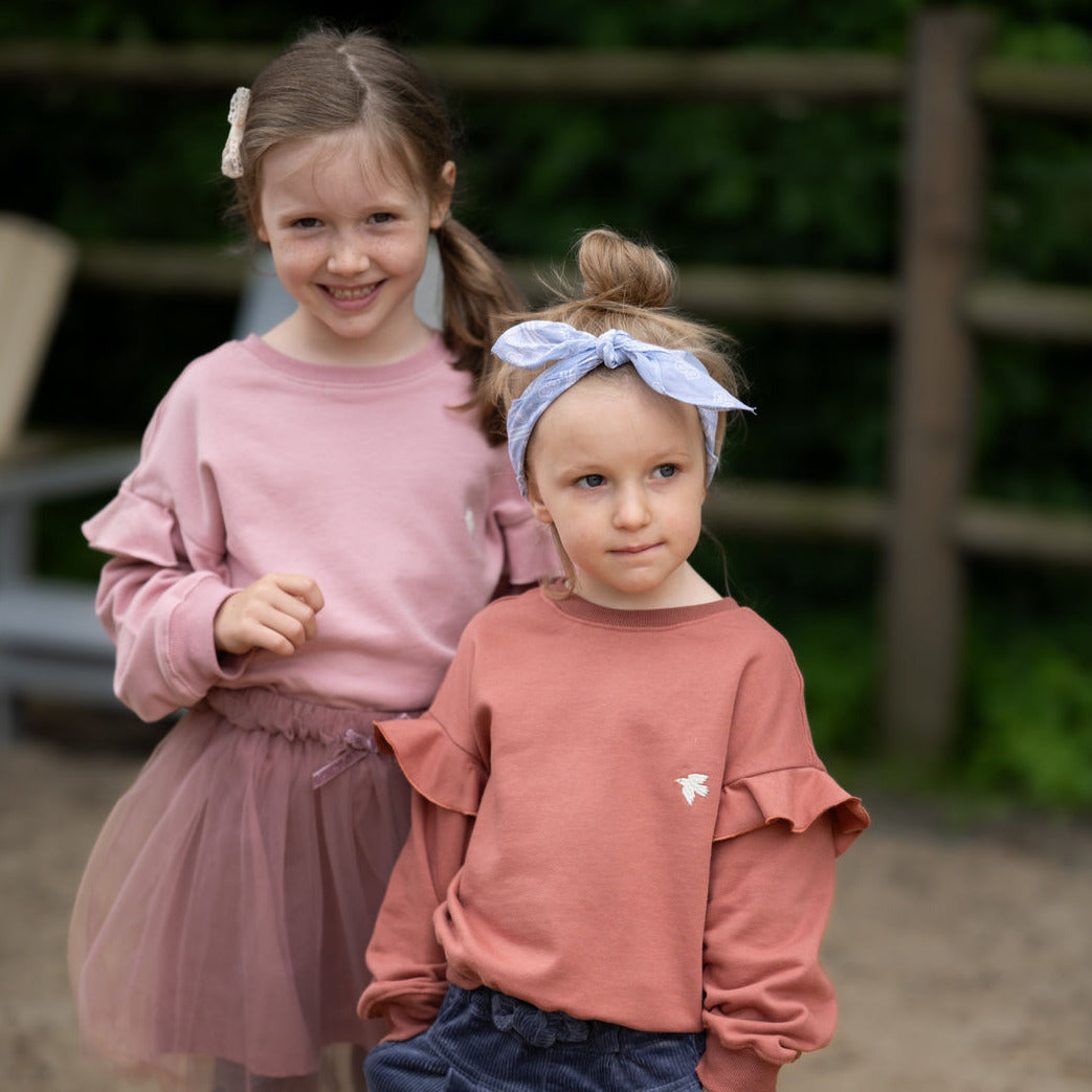 Sweatshirt mit Rüsche und Stickerei