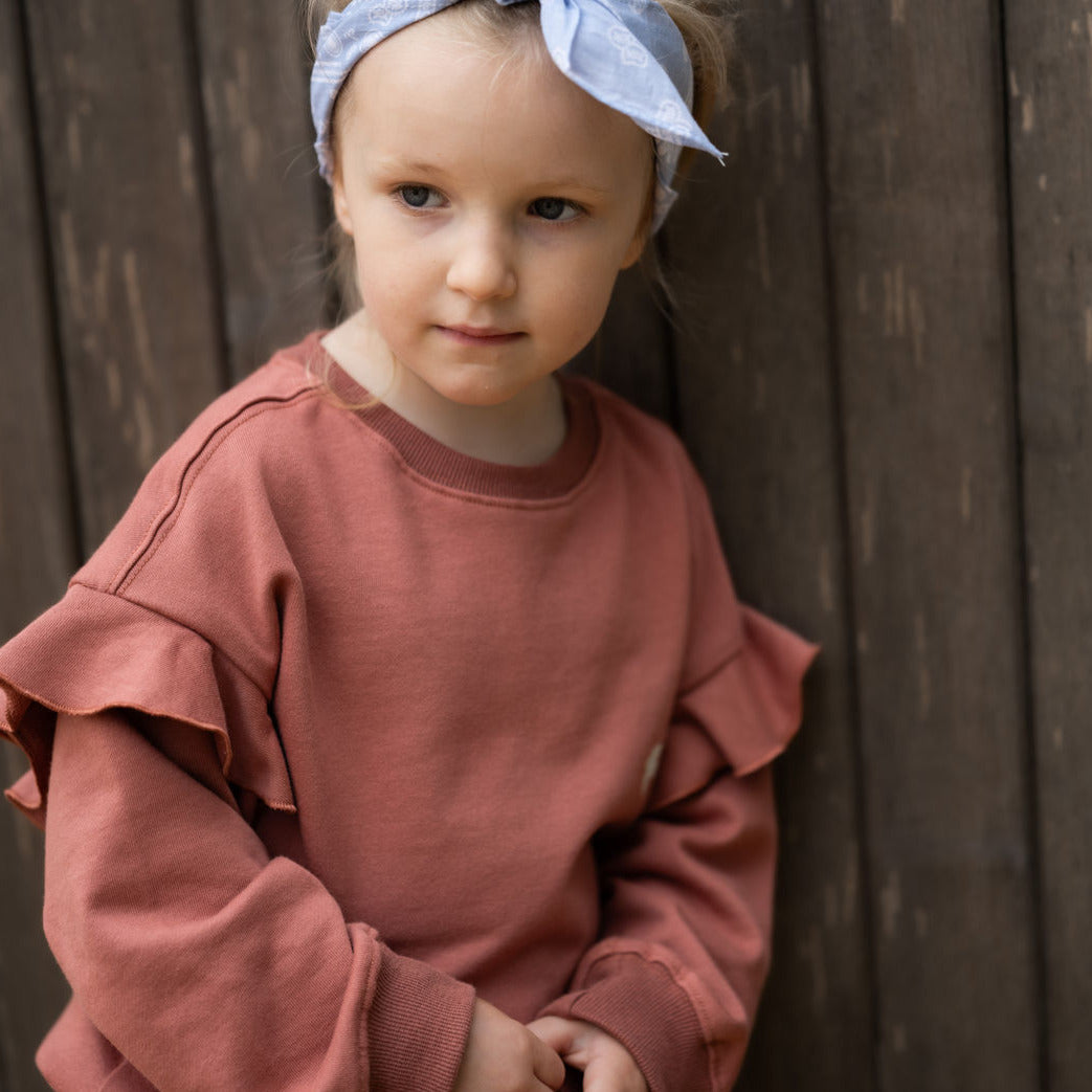 Sweatshirt mit Rüsche und Stickerei