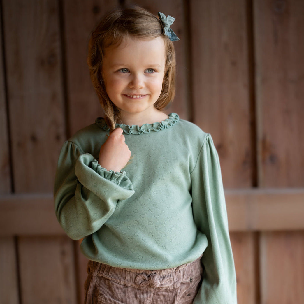 Langarmshirt mit Rüschen und Pointelle-Muster