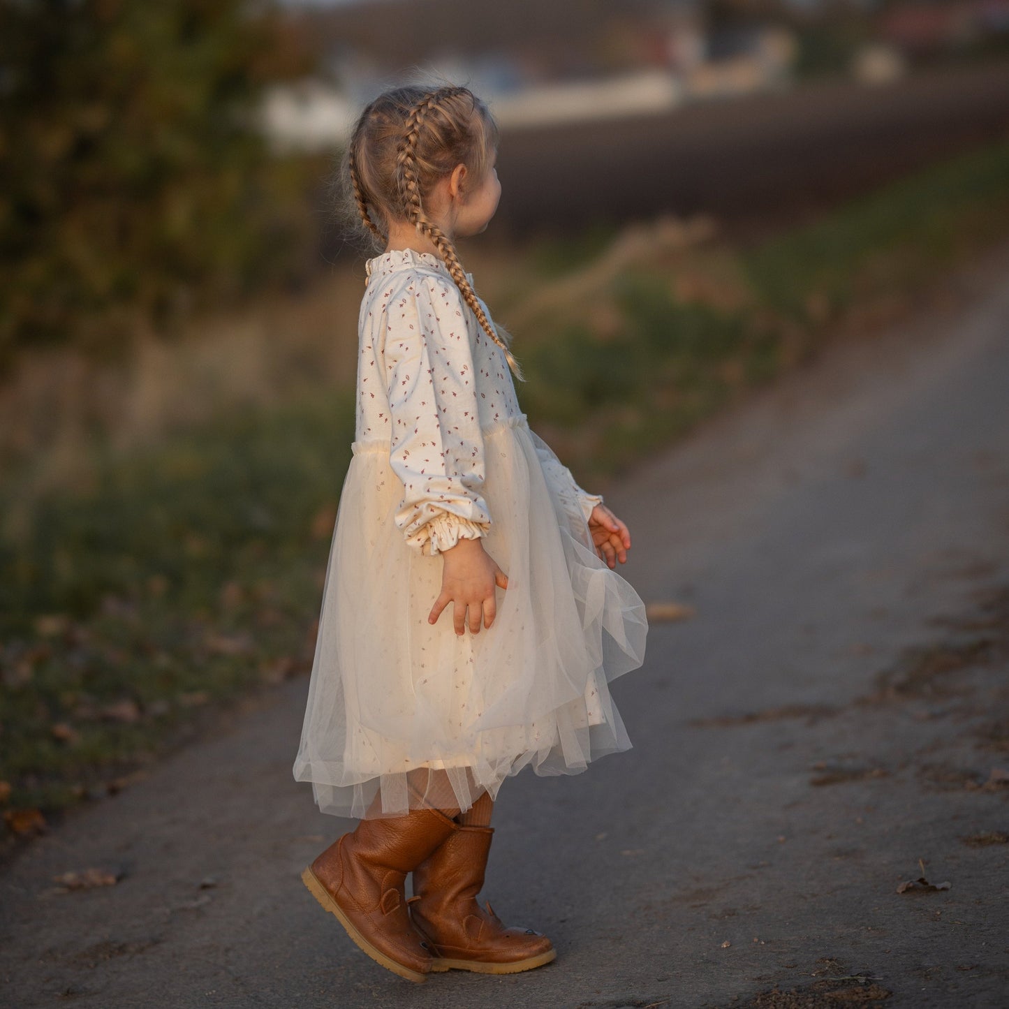 Flanellkleid mit Tüllrock